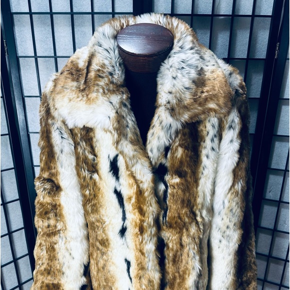 Pamela McCoy Full Length Canadian Bobcat Lynx Faux Fur Coat - Picture 3 of 7